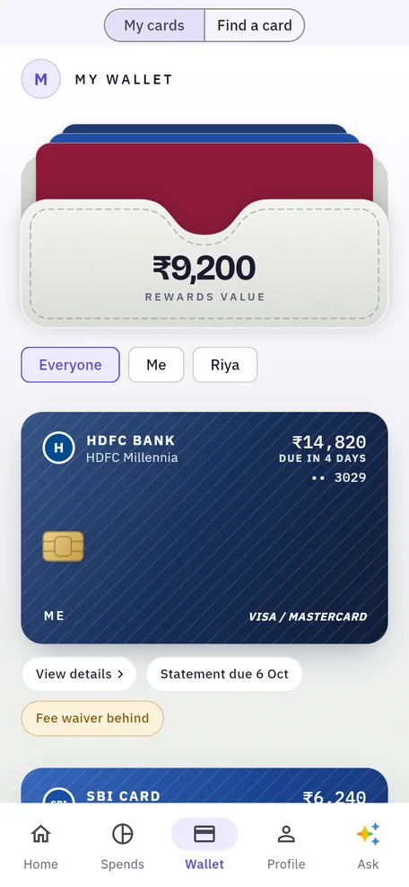 Wallet with fee waiver progress